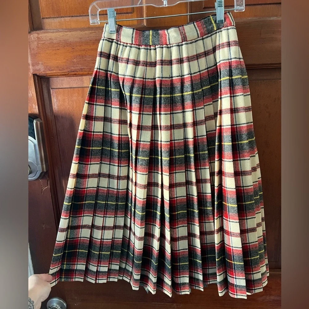 Vintage Pendleton Plaid Wool Pleated Skirt Girls 12 XXS Tartan Made in USA